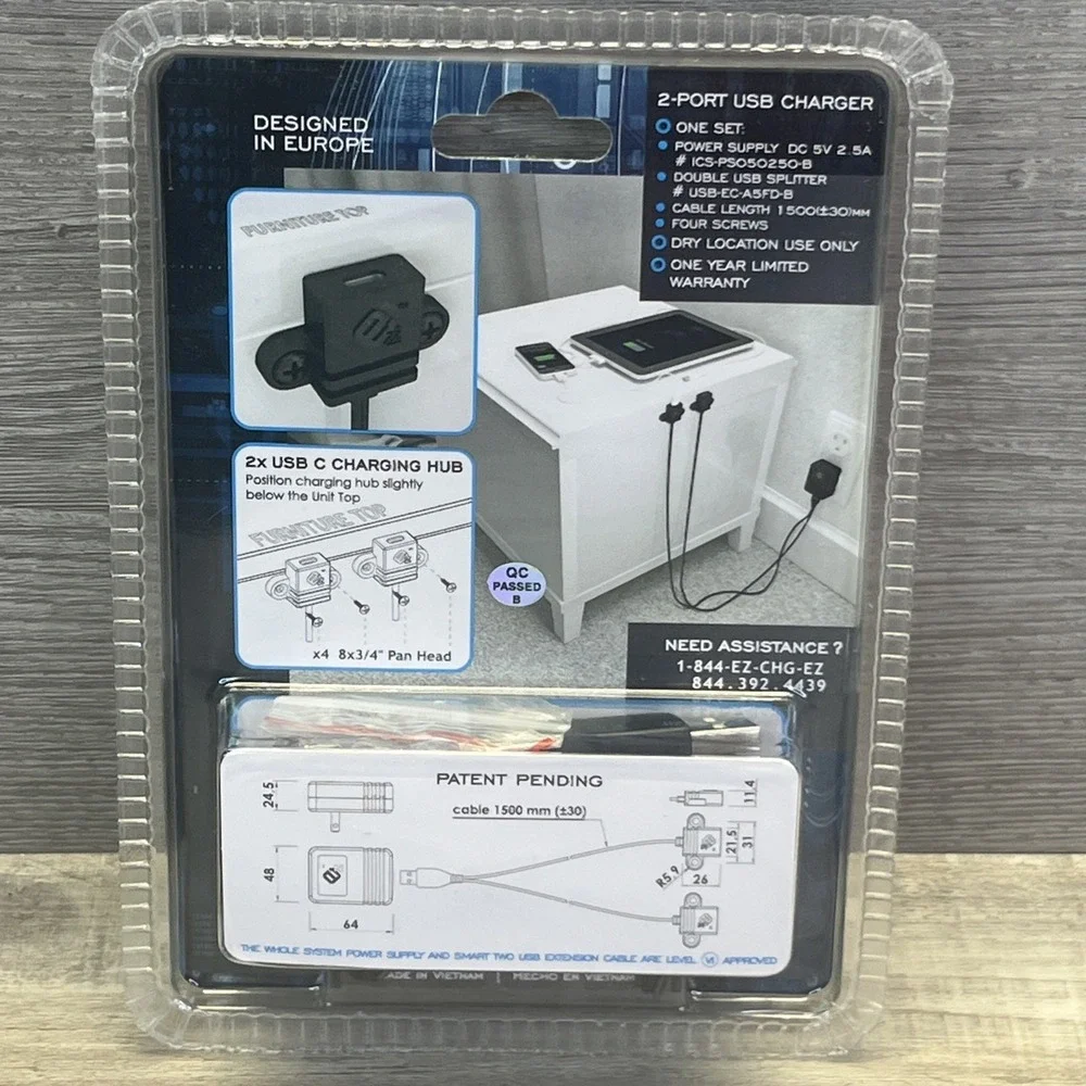 EZ Collection Smart Charging System 2 Port USB Type C Charger Version A 5 FD-B